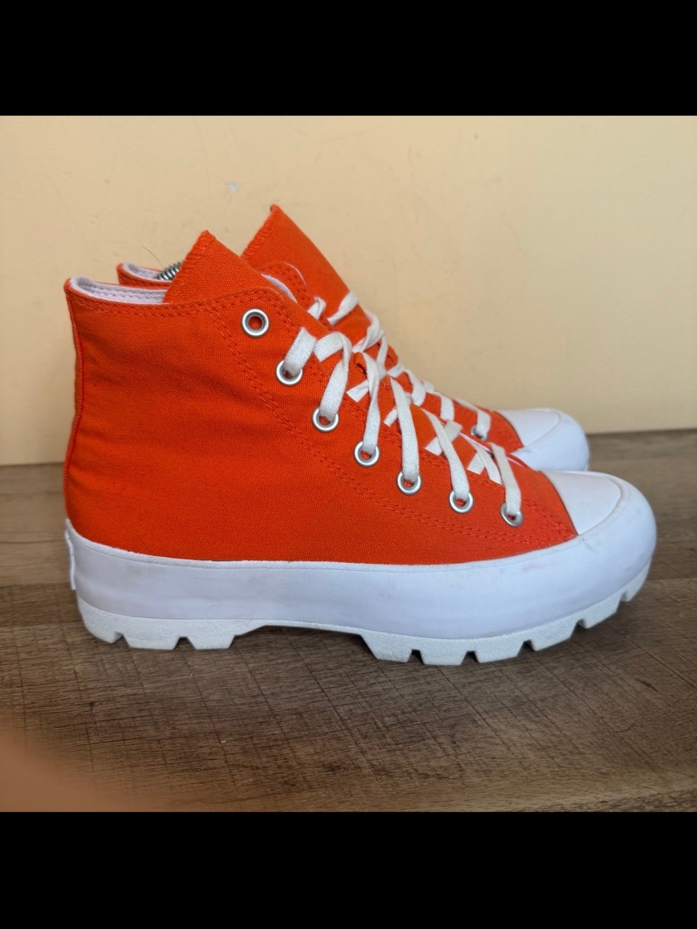 Converse Chuck Taylor Platform Lugged Hi Tops Orange W Sz 8 sneakers trainers - Picture 5 of 8